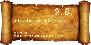 Udvarhelyi Béla névjegykártya